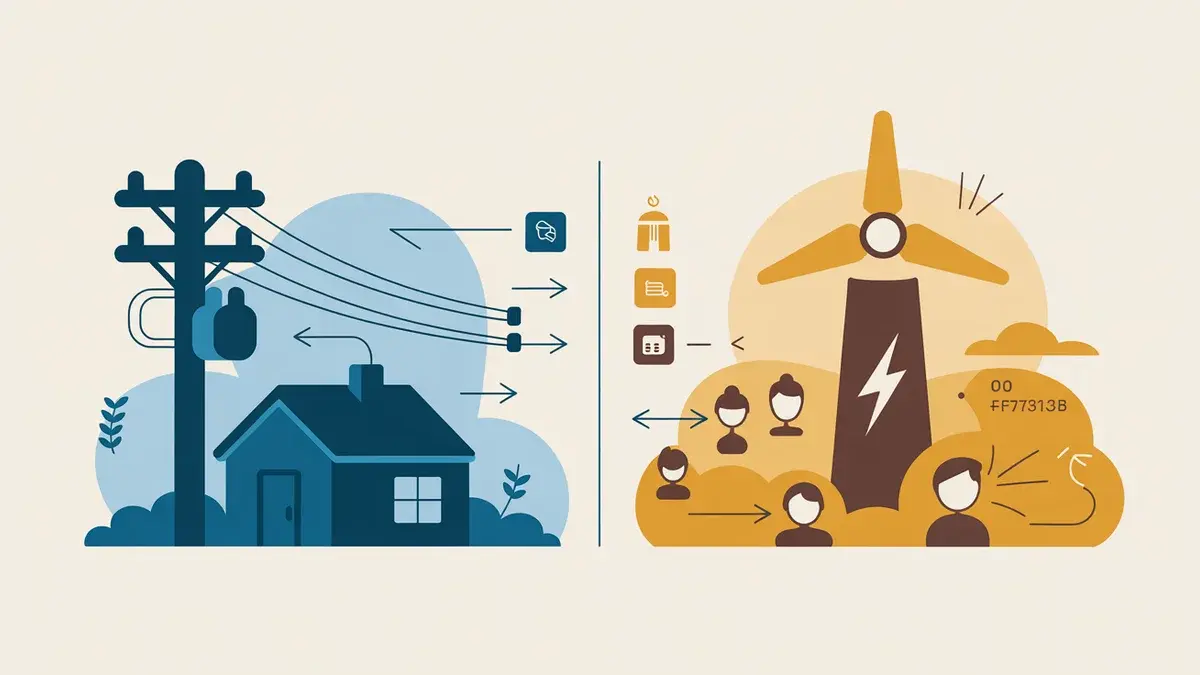 Illustration showing the difference between utility delivery (fixed) and supplier generation (your choice)